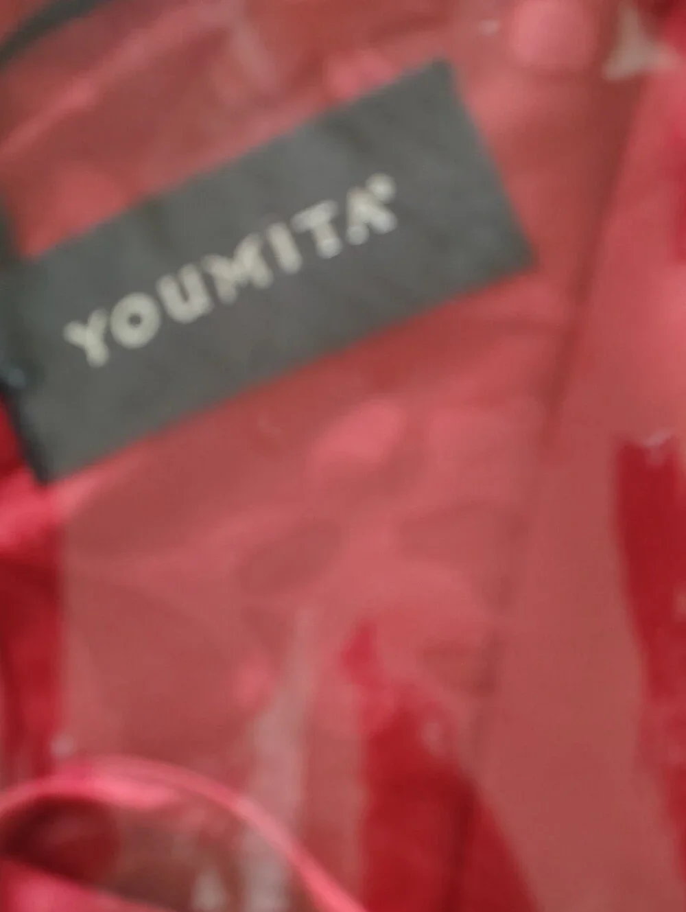 Youmita 3 Piece Red Satin Burnout Floral Lingerie Set Robe Chemise & Thong‎ NWT